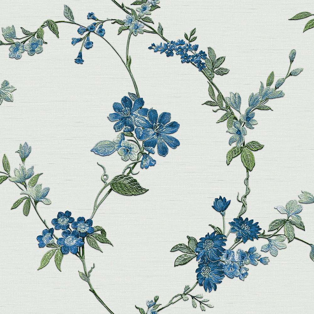 Veer Decor Flower Trail Tapestry Blue Wallpaper 8387-AI2