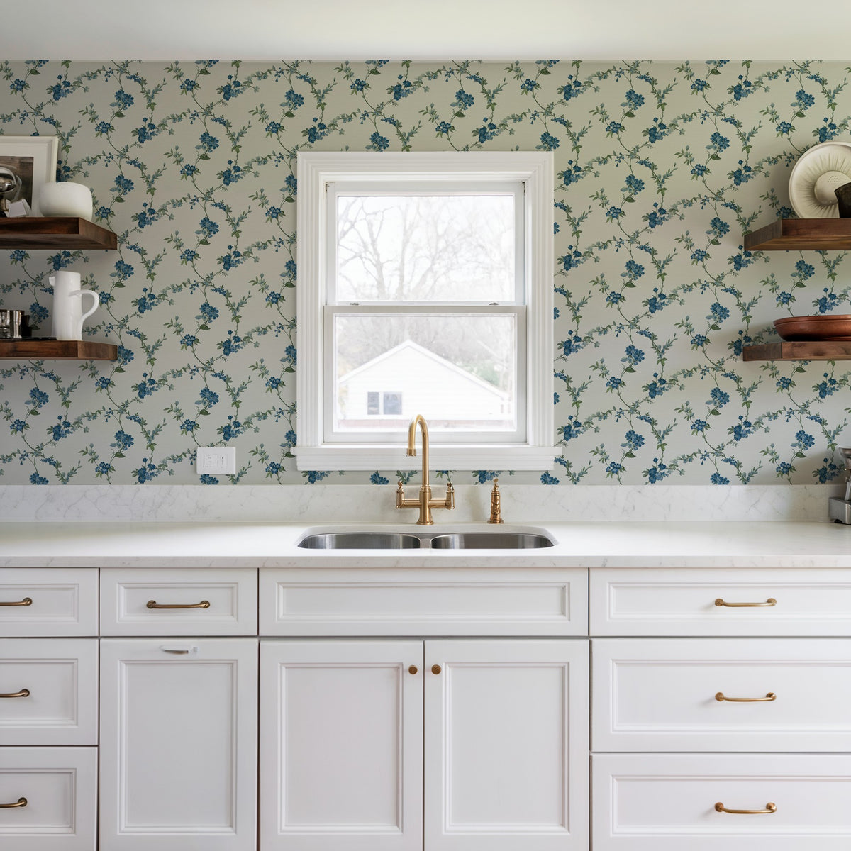 Veer Decor Flower Trail Tapestry Blue Wallpaper 8387-AI2