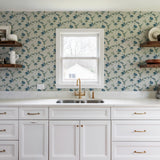 Veer Decor Flower Trail Tapestry Blue Wallpaper 8387-AI2