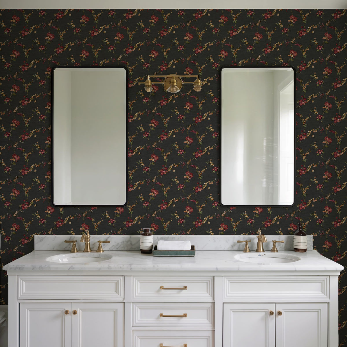 Veer Decor Flower Trail Tapestry Black Wallpaper 8387-AI3