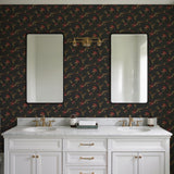 Veer Decor Flower Trail Tapestry Black Wallpaper 8387-AI3