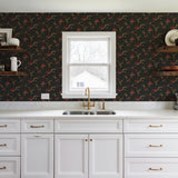 Veer Decor Flower Trail Tapestry Black Wallpaper 8387-AI3