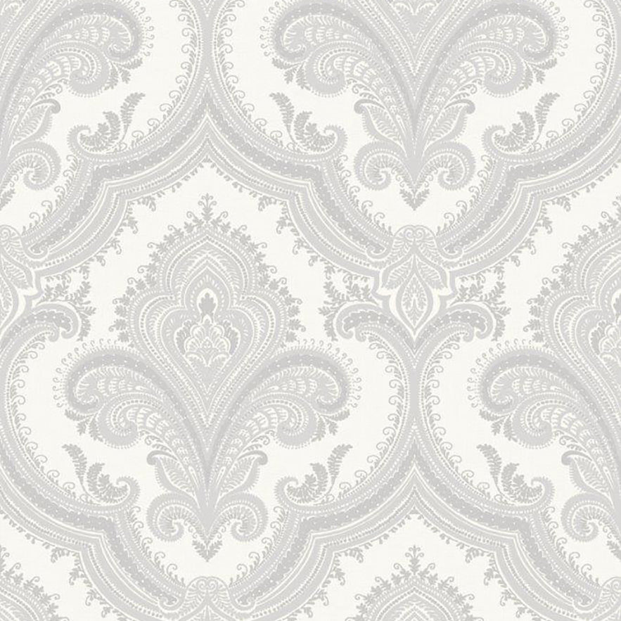 Veer Decor Traditional Damask Silver Wallpaper 8387-AL1
