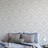 Veer Decor Traditional Damask Silver Wallpaper 8387-AL1
