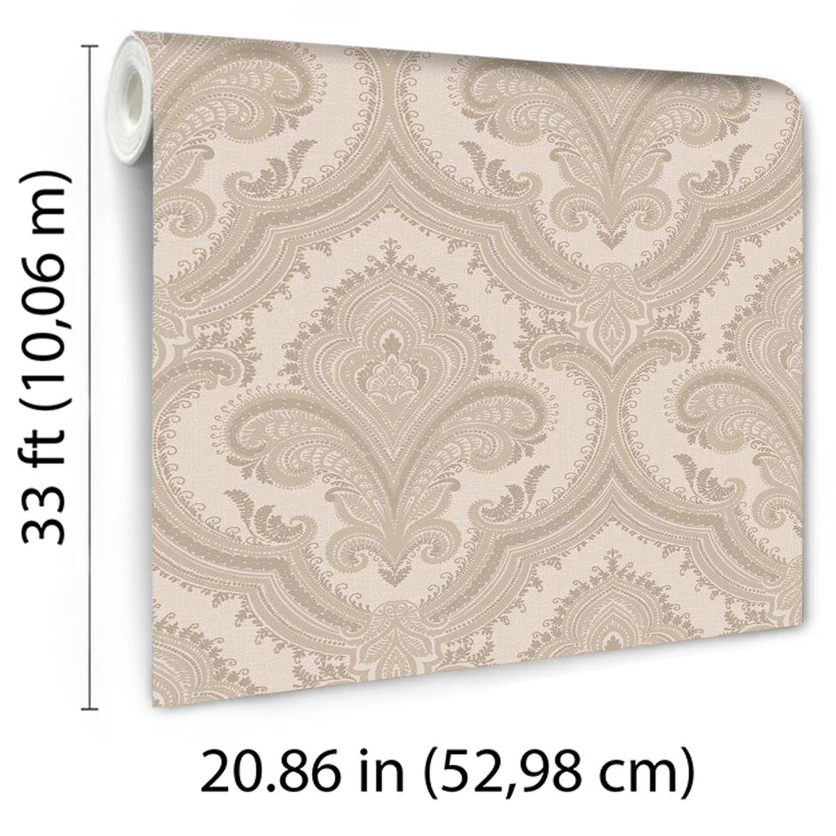 Veer Decor Traditional Damask Taupe Wallpaper 8387-AL2