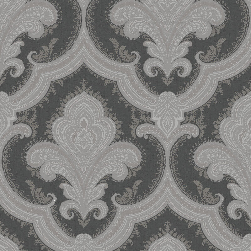 Veer Decor Traditional Damask Black Wallpaper 8387-AL3