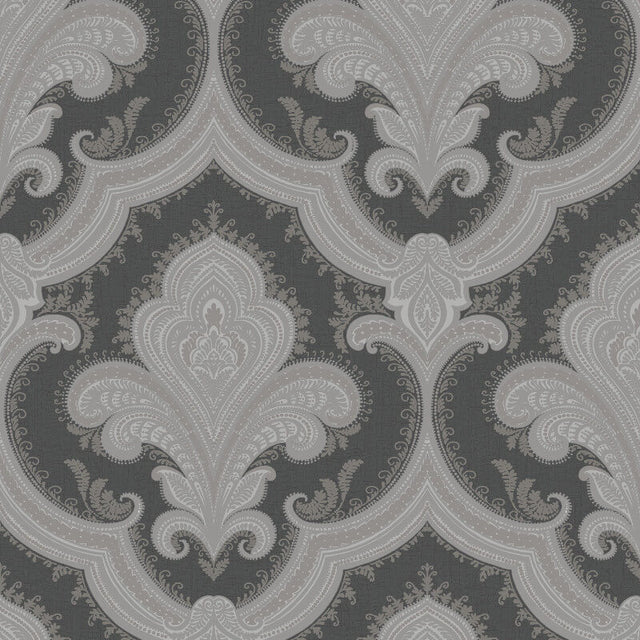 Veer Decor Traditional Damask Black Wallpaper 8387-AL3