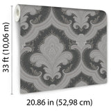 Veer Decor Traditional Damask Black Wallpaper 8387-AL3