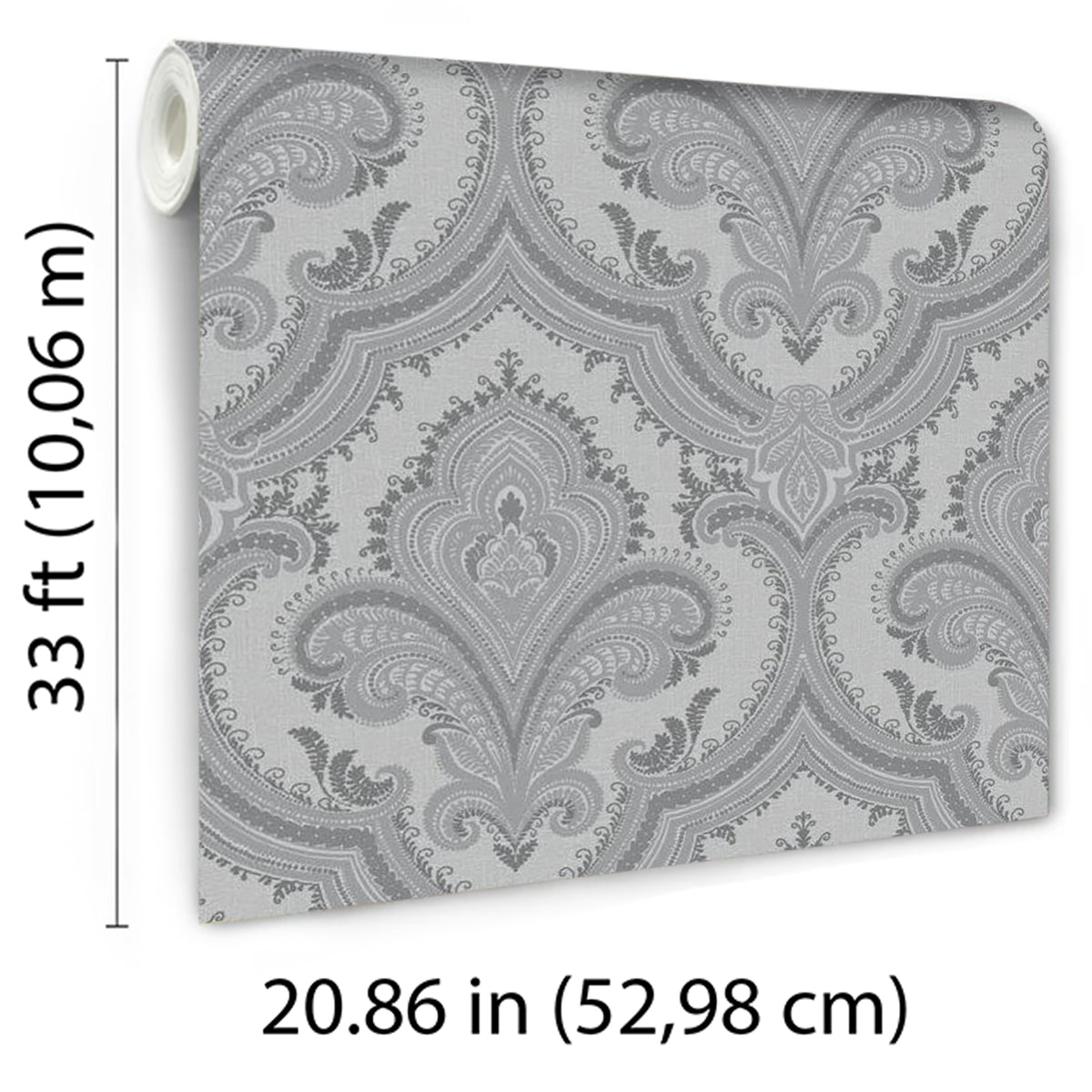 Veer Decor Traditional Damask Grey Wallpaper 8387-AL4