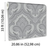 Veer Decor Traditional Damask Grey Wallpaper 8387-AL4