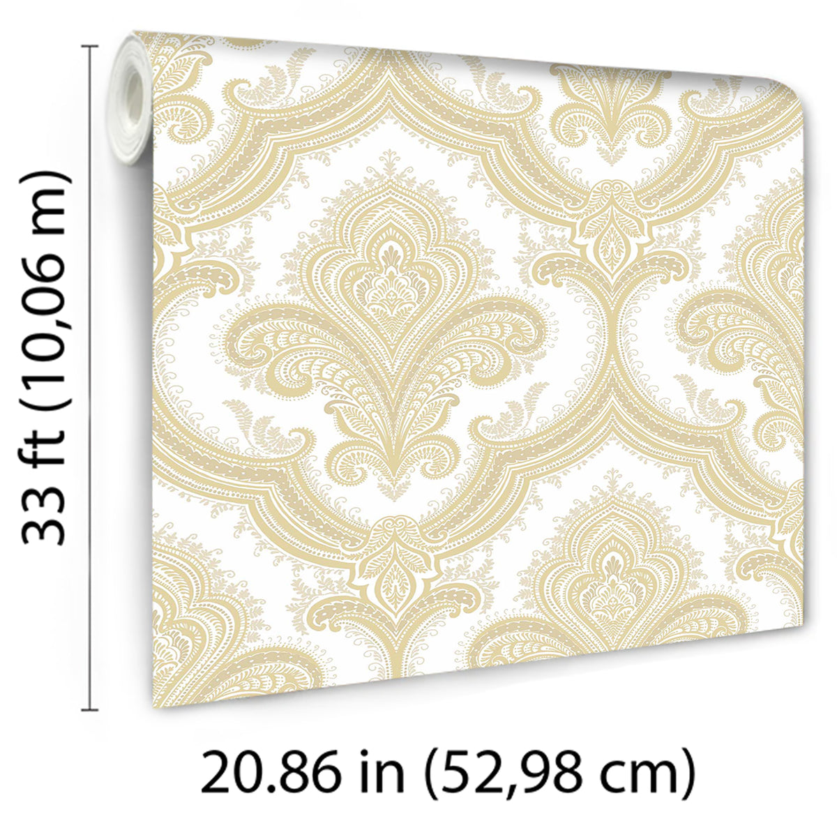 Veer Decor Traditional Damask Gold Wallpaper 8387-AL5