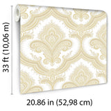 Veer Decor Traditional Damask Gold Wallpaper 8387-AL5