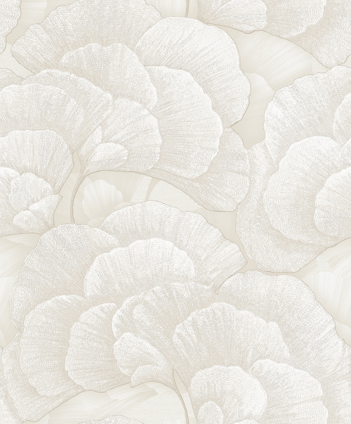 Veer Decor Embroidered Ginkgo White Wallpaper 8388-AA1