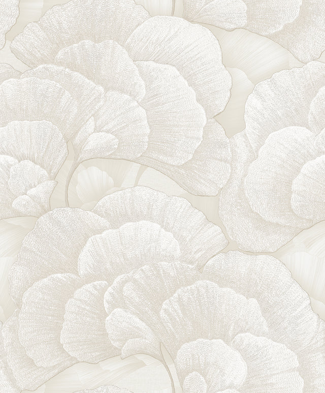 Veer Decor Embroidered Ginkgo White Wallpaper 8388-AA1