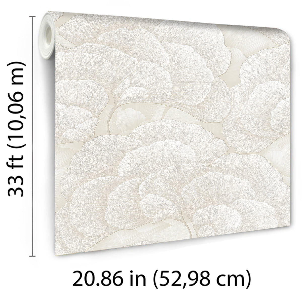 Veer Decor Embroidered Ginkgo White Wallpaper 8388-AA1