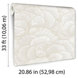 Veer Decor Embroidered Ginkgo White Wallpaper 8388-AA1