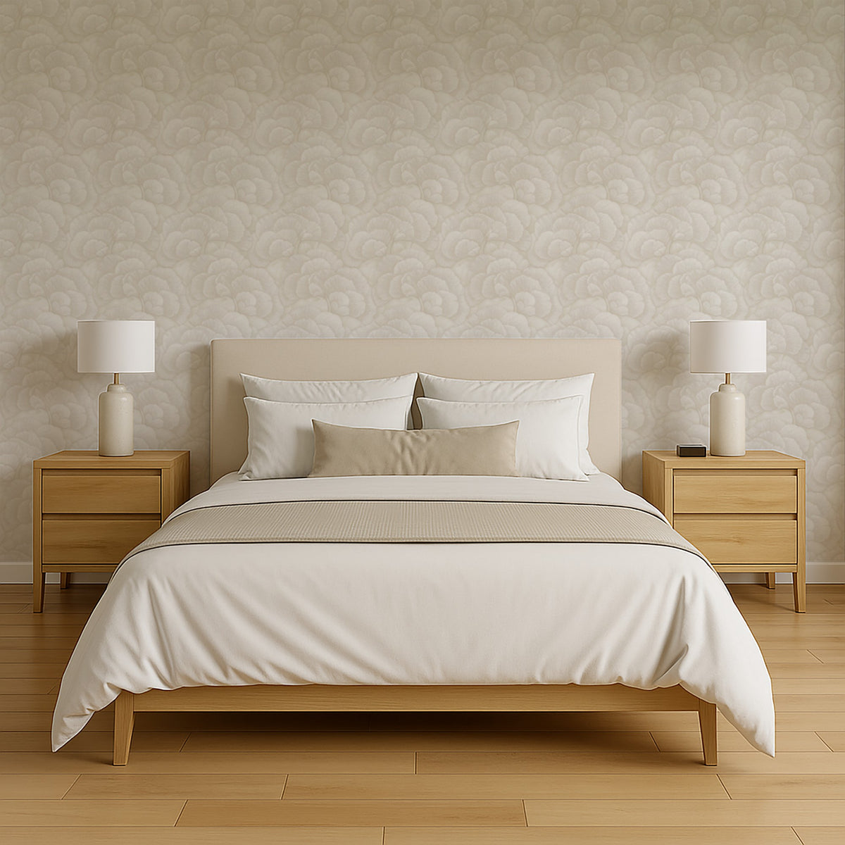 Veer Decor Embroidered Ginkgo White Wallpaper 8388-AA1