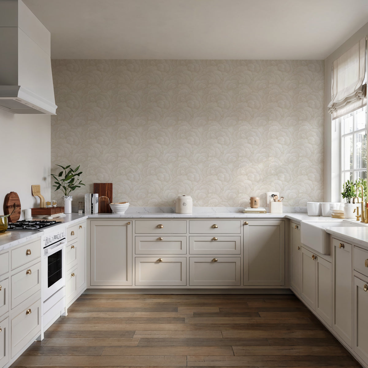 Veer Decor Embroidered Ginkgo White Wallpaper 8388-AA1