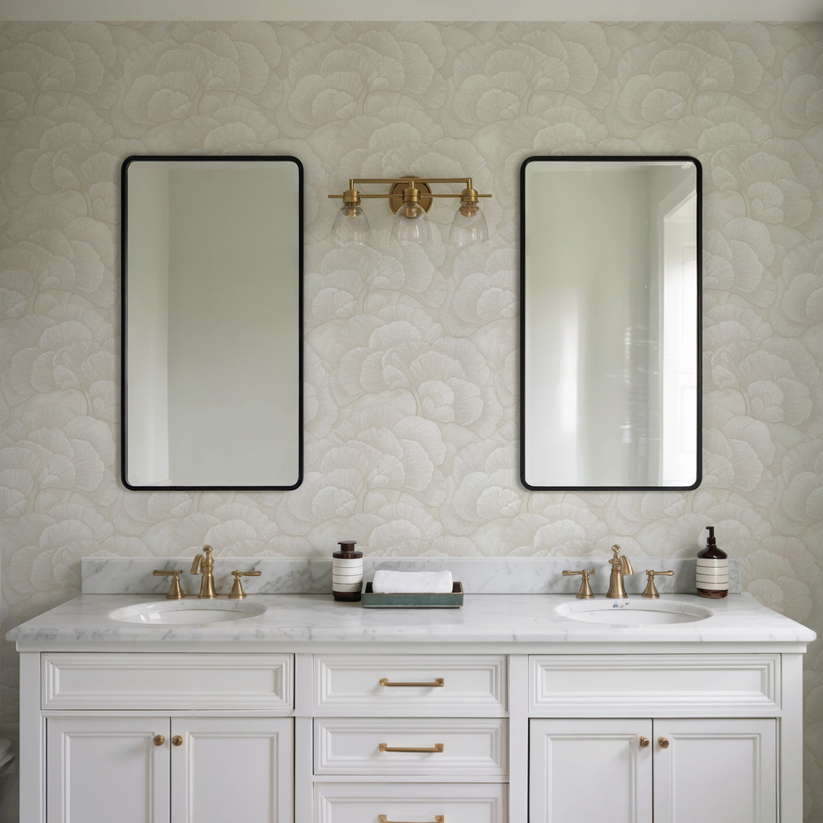 Veer Decor Embroidered Ginkgo White Wallpaper 8388-AA1