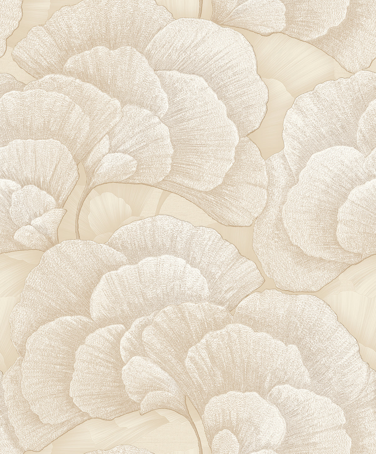 Veer Decor Embroidered Ginkgo Beige Wallpaper 8388-AA2