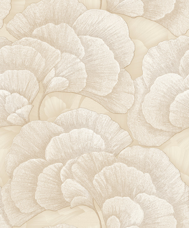 Veer Decor Embroidered Ginkgo Beige Wallpaper 8388-AA2