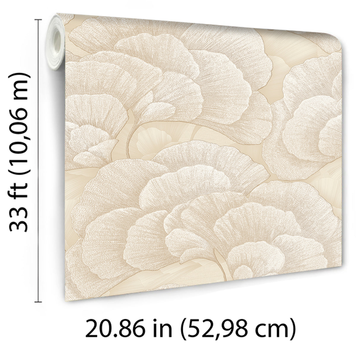 Veer Decor Embroidered Ginkgo Beige Wallpaper 8388-AA2