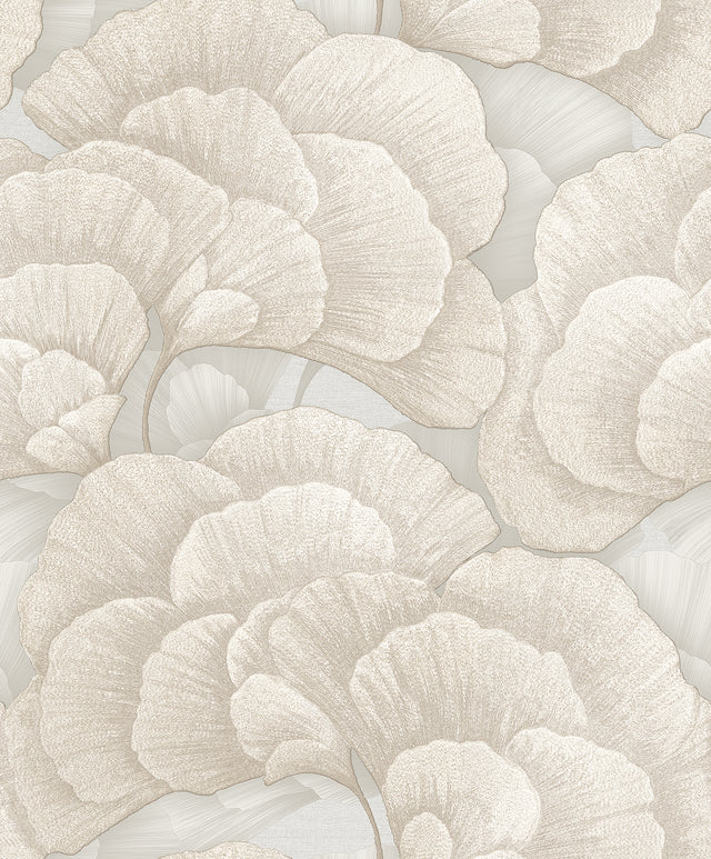 Veer Decor Embroidered Ginkgo Grey Wallpaper 8388-AA3