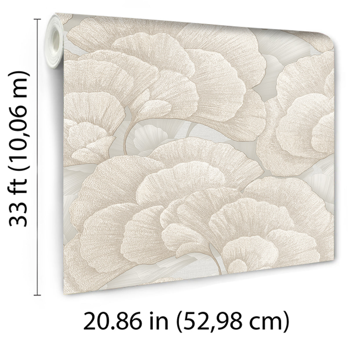 Veer Decor Embroidered Ginkgo Grey Wallpaper 8388-AA3