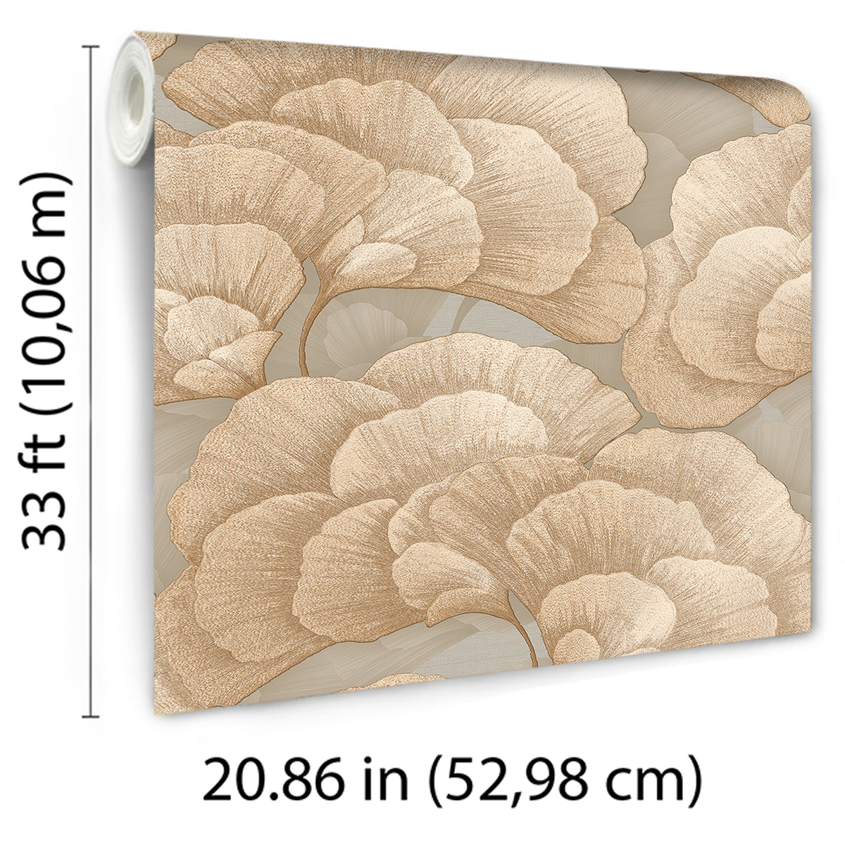 Veer Decor Embroidered Ginkgo Taupe Wallpaper 8388-AA4