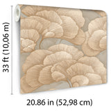Veer Decor Embroidered Ginkgo Taupe Wallpaper 8388-AA4