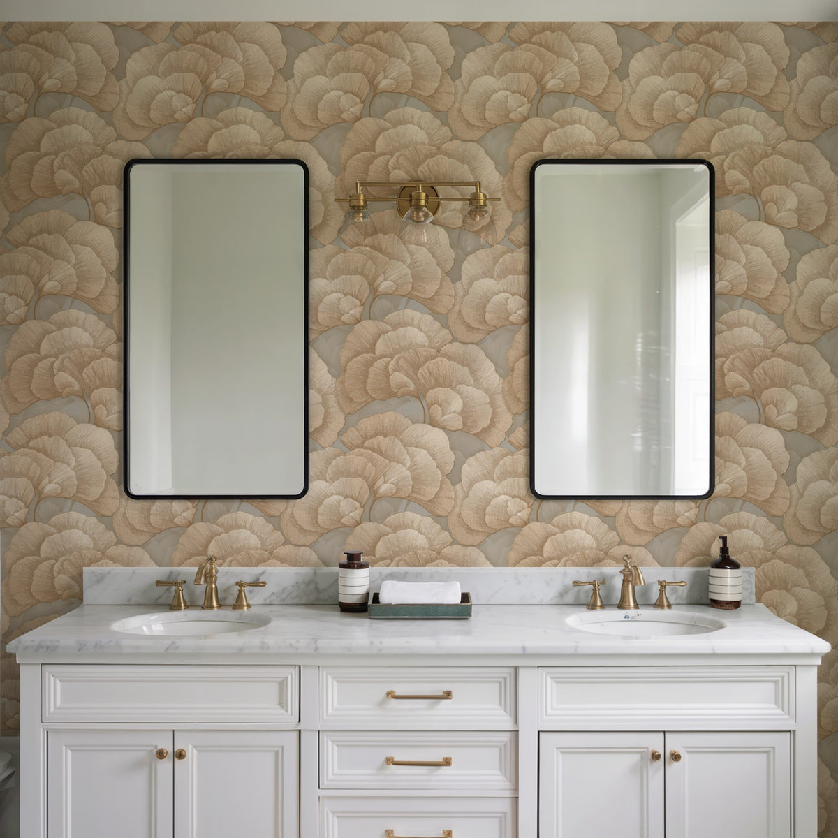Veer Decor Embroidered Ginkgo Taupe Wallpaper 8388-AA4