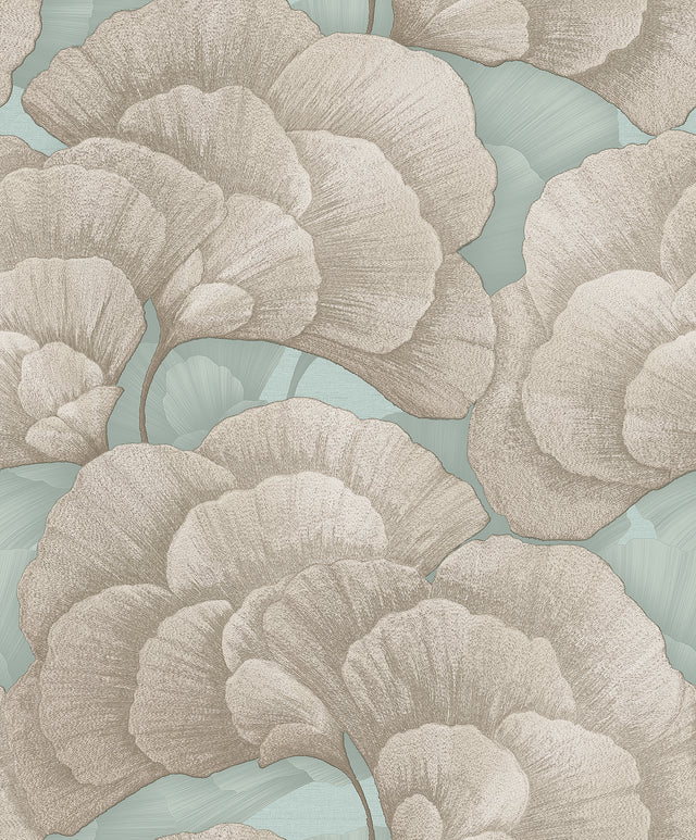 Veer Decor Embroidered Ginkgo Sage Wallpaper 8388-AA5