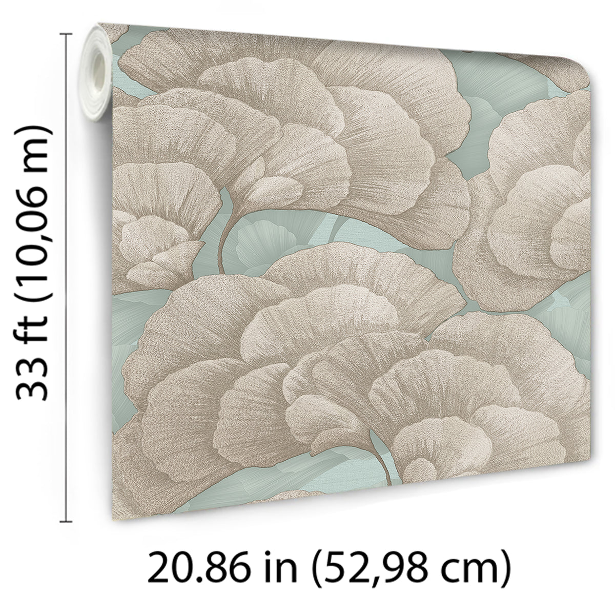 Veer Decor Embroidered Ginkgo Sage Wallpaper 8388-AA5