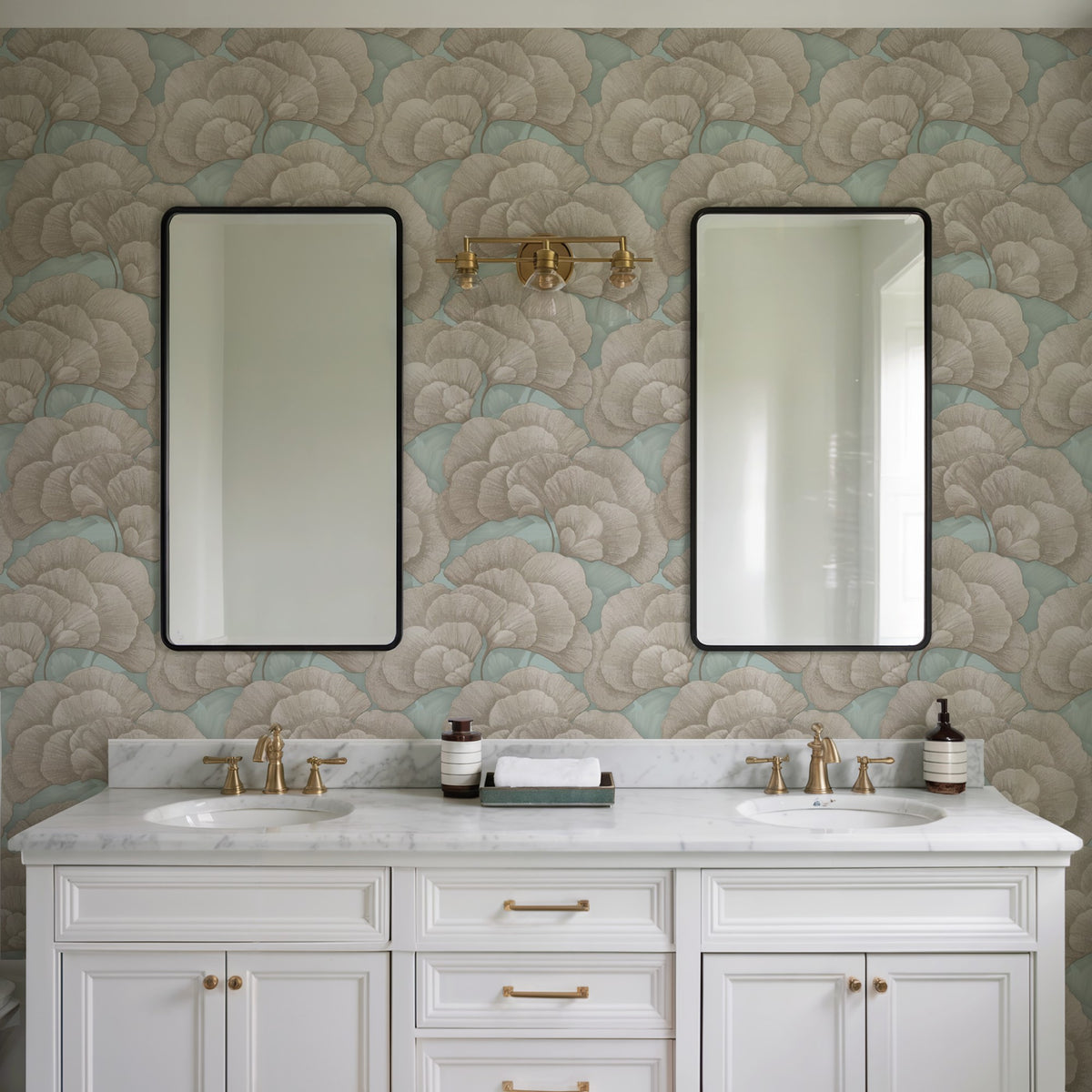 Veer Decor Embroidered Ginkgo Sage Wallpaper 8388-AA5