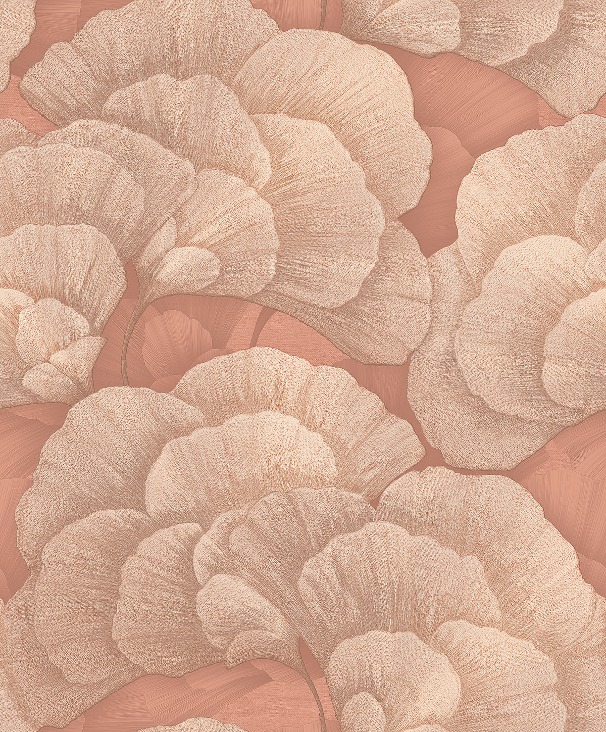 Veer Decor Embroidered Ginkgo Coral Wallpaper 8388-AA6