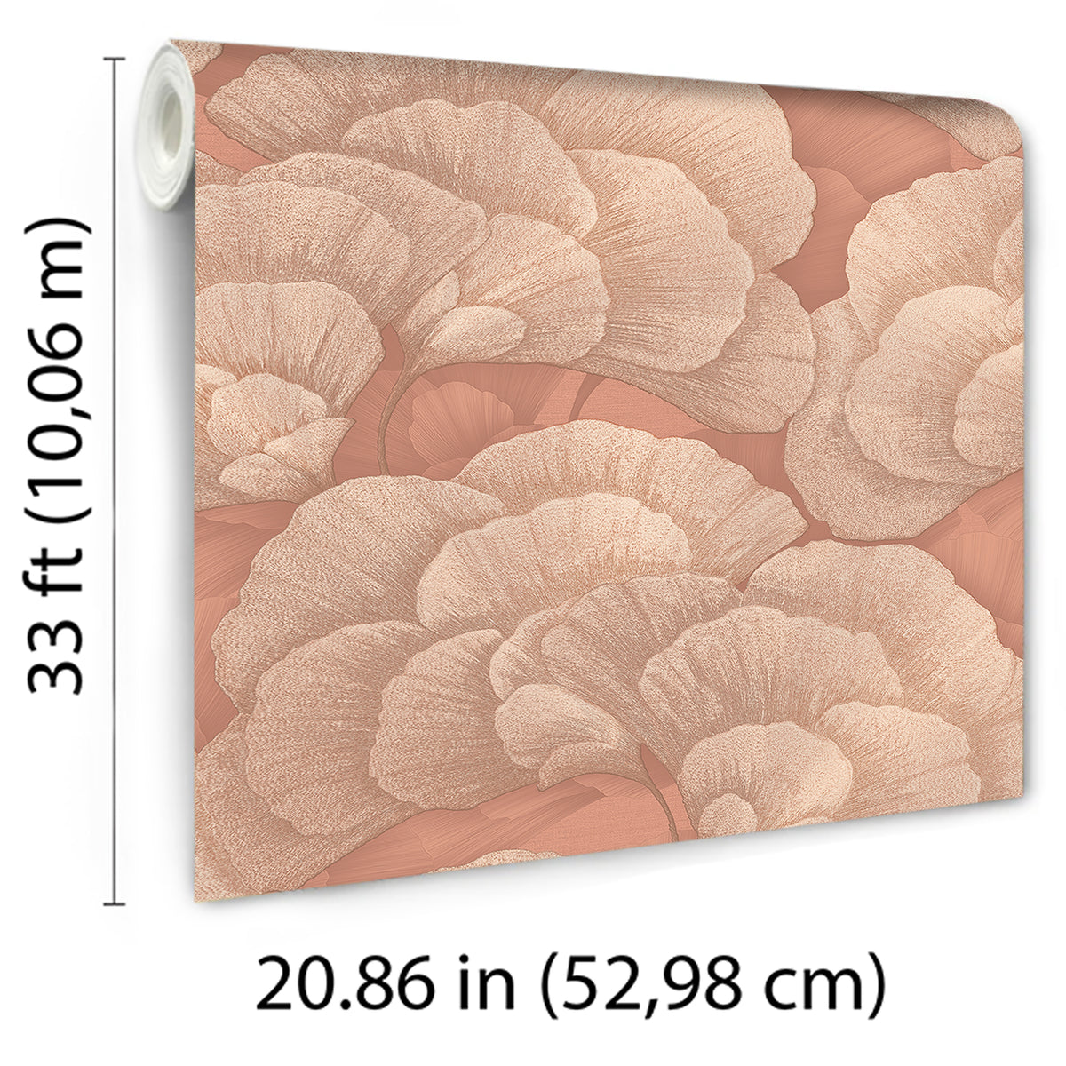 Veer Decor Embroidered Ginkgo Coral Wallpaper 8388-AA6