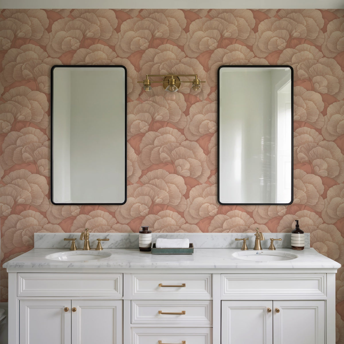 Veer Decor Embroidered Ginkgo Coral Wallpaper 8388-AA6