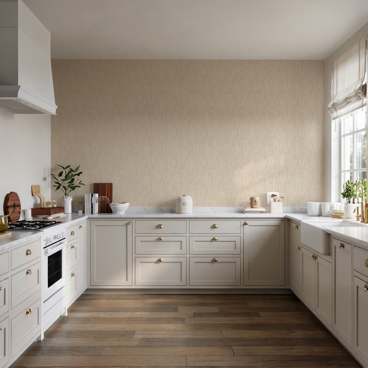 Veer Decor Washed Linen Weave Beige Wallpaper 8388-AB2