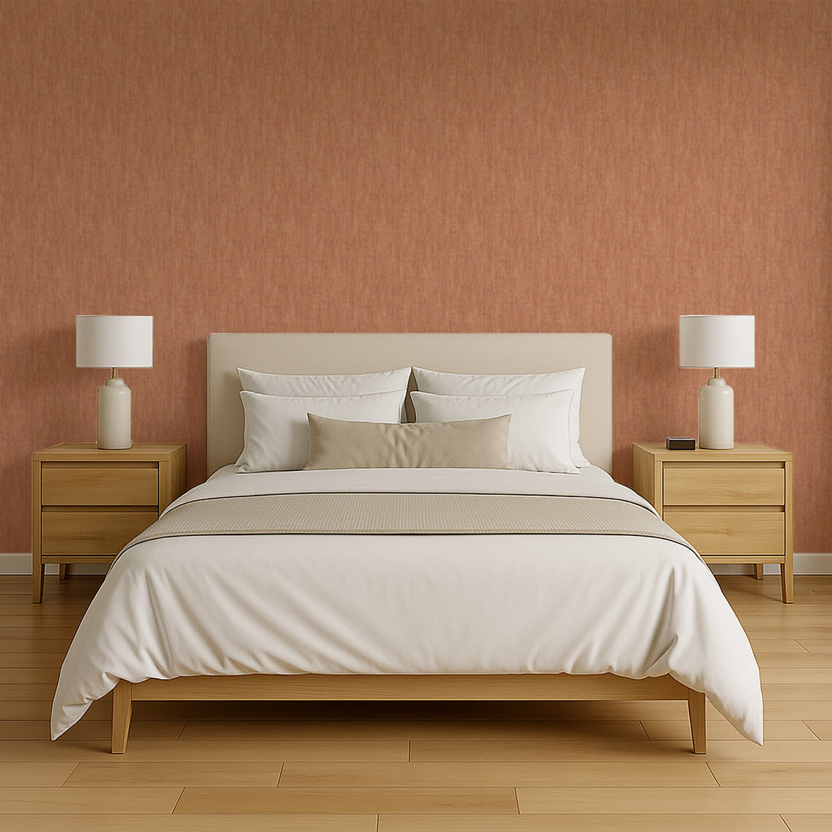 Veer Decor Washed Linen Weave Coral Wallpaper 8388-AB6