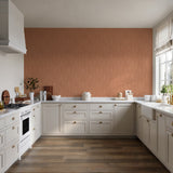 Veer Decor Washed Linen Weave Coral Wallpaper 8388-AB6