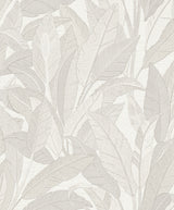 Veer Decor Embroidered Tropical Foliage White Wallpaper 8388