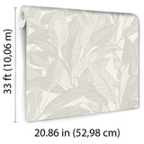 Veer Decor Embroidered Tropical Foliage White Wallpaper 8388