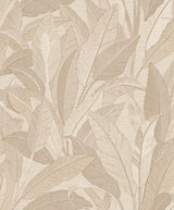 Veer Decor Embroidered Tropical Foliage Beige Wallpaper 8388