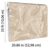 Veer Decor Embroidered Tropical Foliage Beige Wallpaper 8388
