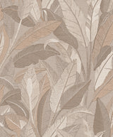 Veer Decor Embroidered Tropical Foliage Taupe Wallpaper 8388