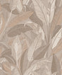 Veer Decor Embroidered Tropical Foliage Taupe Wallpaper 8388