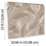 Veer Decor Embroidered Tropical Foliage Taupe Wallpaper 8388