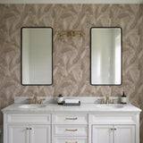 Veer Decor Embroidered Tropical Foliage Taupe Wallpaper 8388