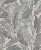 Veer Decor Embroidered Tropical Foliage Grey Wallpaper 8388-