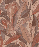 Veer Decor Embroidered Tropical Foliage Red Wallpaper 8388-A